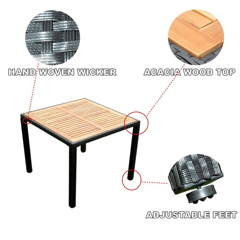 5 piece Outdoor Patio Wicker Dining Set
