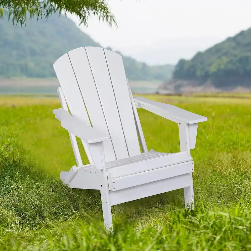 Outdoor Foldable Chair With Wide Armrests, Ergonomic Adirondack