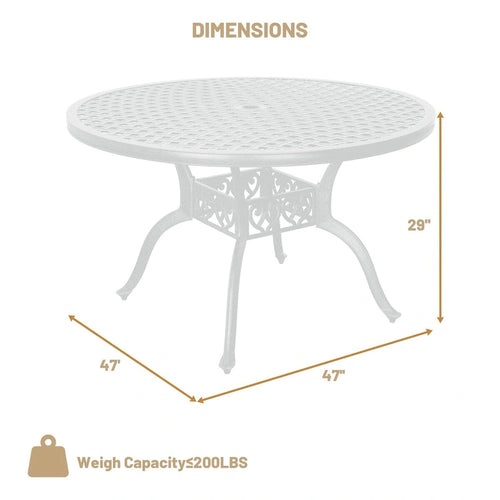 47  Diagonal Round Dining Table-White
