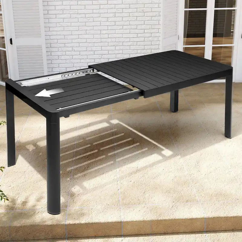 VredHom Outdoor Aluminum Expandable Dining Table for 4-6 Persons - 46.1  / 63.8  (L) x 27.6  (W) x 29.9  (H)