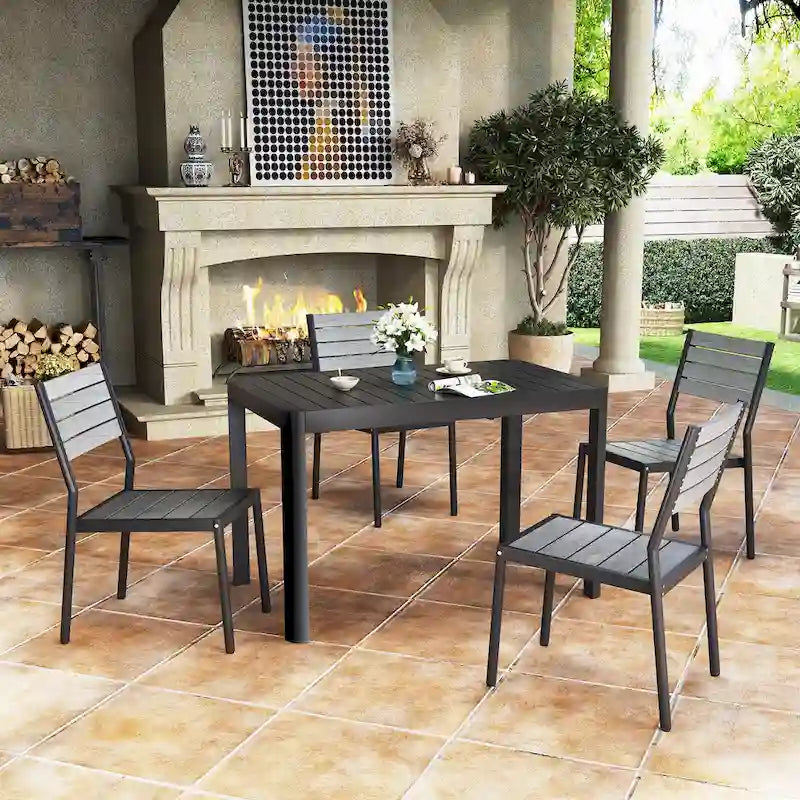 VredHom Outdoor Aluminum Expandable Dining Table for 4-6 Persons - 46.1  / 63.8  (L) x 27.6  (W) x 29.9  (H)
