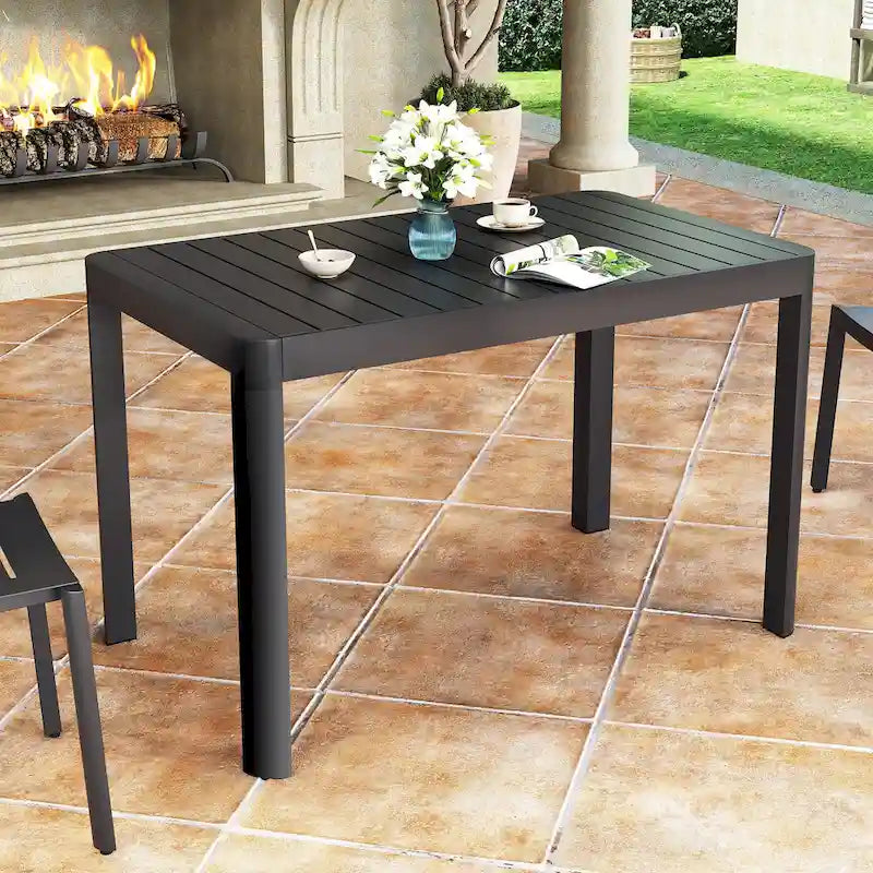 VredHom Outdoor Aluminum Expandable Dining Table for 4-6 Persons - 46.1  / 63.8  (L) x 27.6  (W) x 29.9  (H)