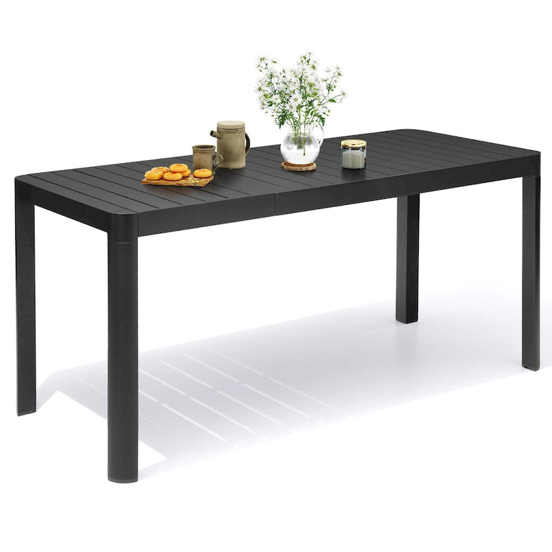 VredHom Outdoor Aluminum Expandable Dining Table for 4-6 Persons - 46.1  / 63.8  (L) x 27.6  (W) x 29.9  (H)