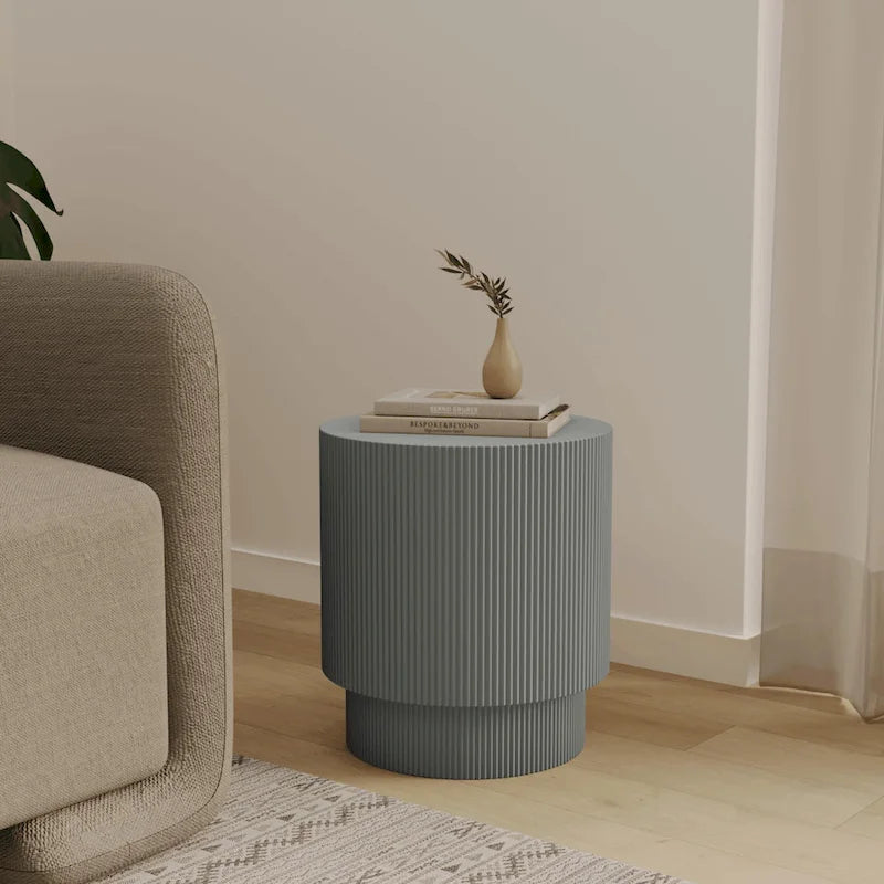 Eden 14-Inch Wide Round Side Table in Fiberstone Accent End Table for Indoor and Outdoor