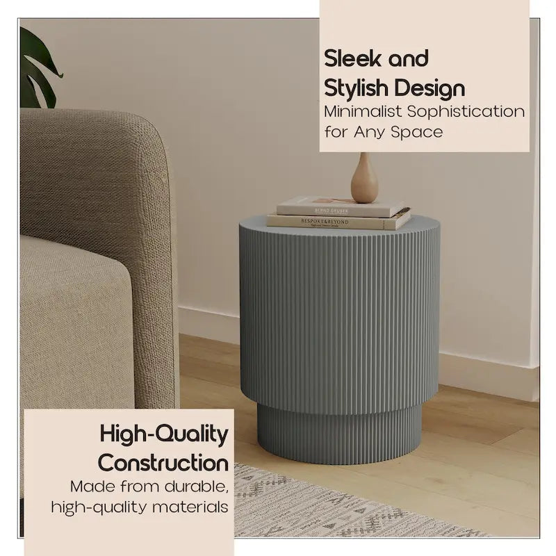 Eden 14-Inch Wide Round Side Table in Fiberstone Accent End Table for Indoor and Outdoor