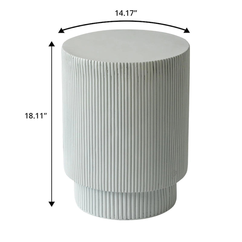 Eden 14-Inch Wide Round Side Table in Fiberstone Accent End Table for Indoor and Outdoor