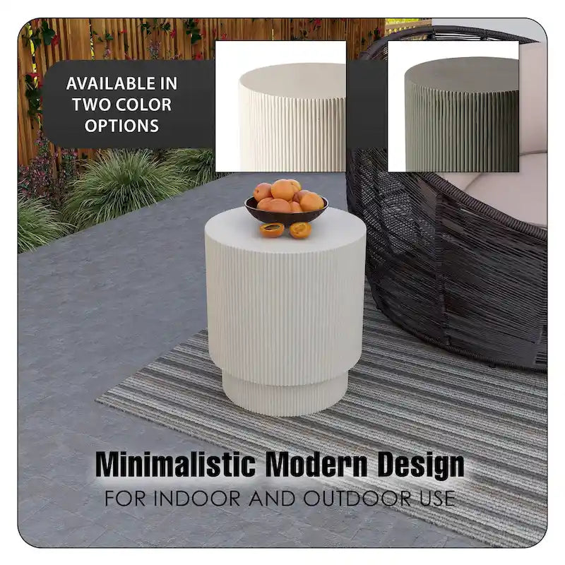 Eden 14-Inch Wide Round Side Table in Fiberstone Accent End Table for Indoor and Outdoor