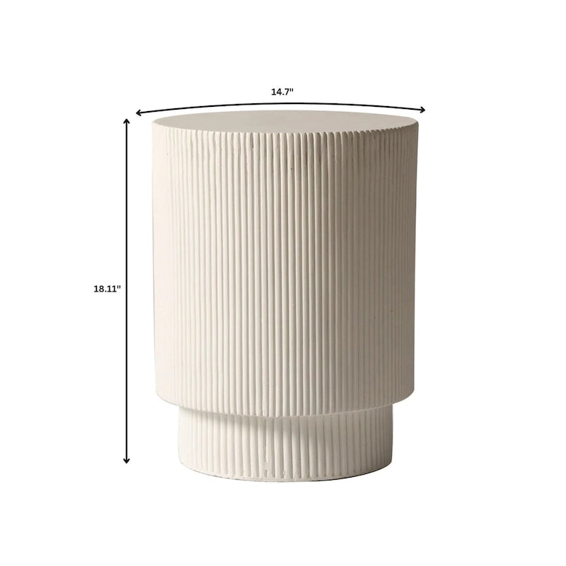 Eden 14-Inch Wide Round Side Table in Fiberstone Accent End Table for Indoor and Outdoor