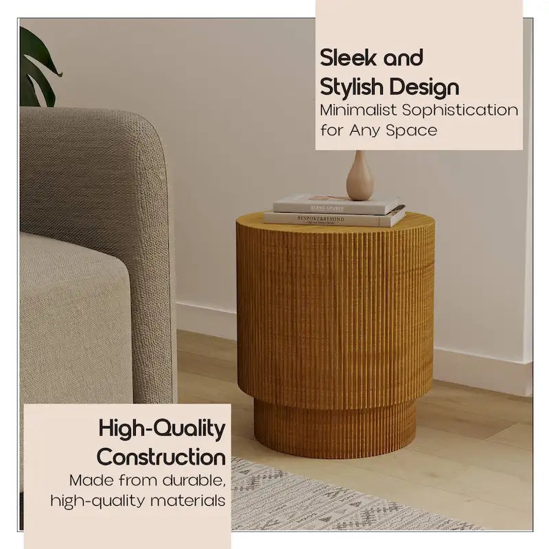 Eden 14-Inch Wide Round Side Table in Fiberstone Accent End Table for Indoor and Outdoor