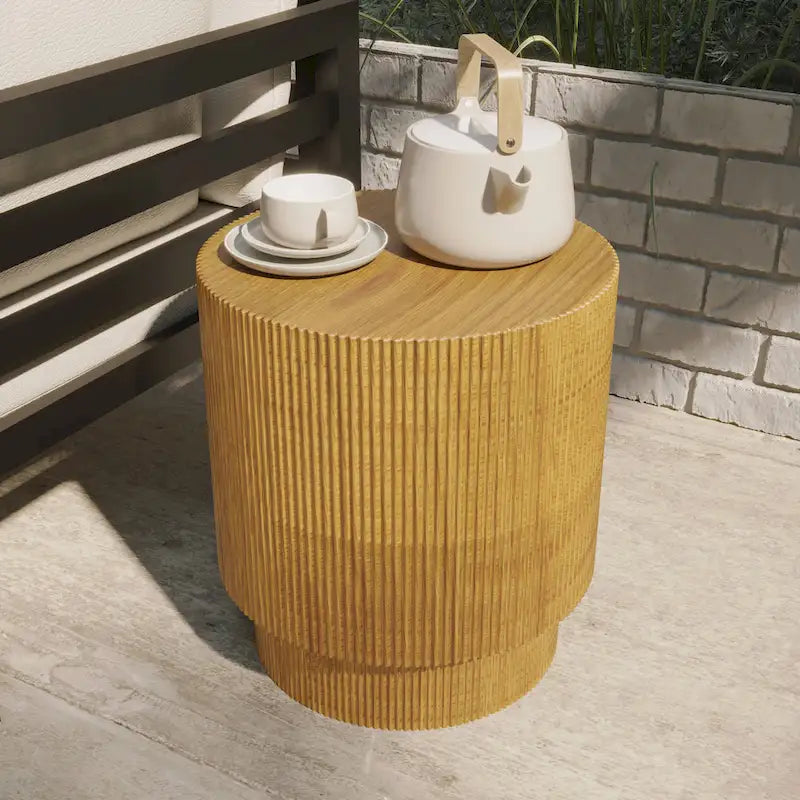 Eden 14-Inch Wide Round Side Table in Fiberstone Accent End Table for Indoor and Outdoor