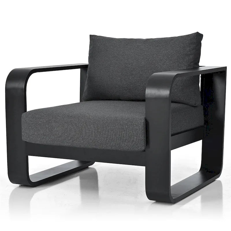 3 Pieces Aluminum Patio Furniture with Cushion and Coffee Table