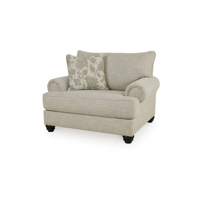 Polyester Oversized Accent Chair with Rolled Arms – Beige / Brown / Black, Single Seat