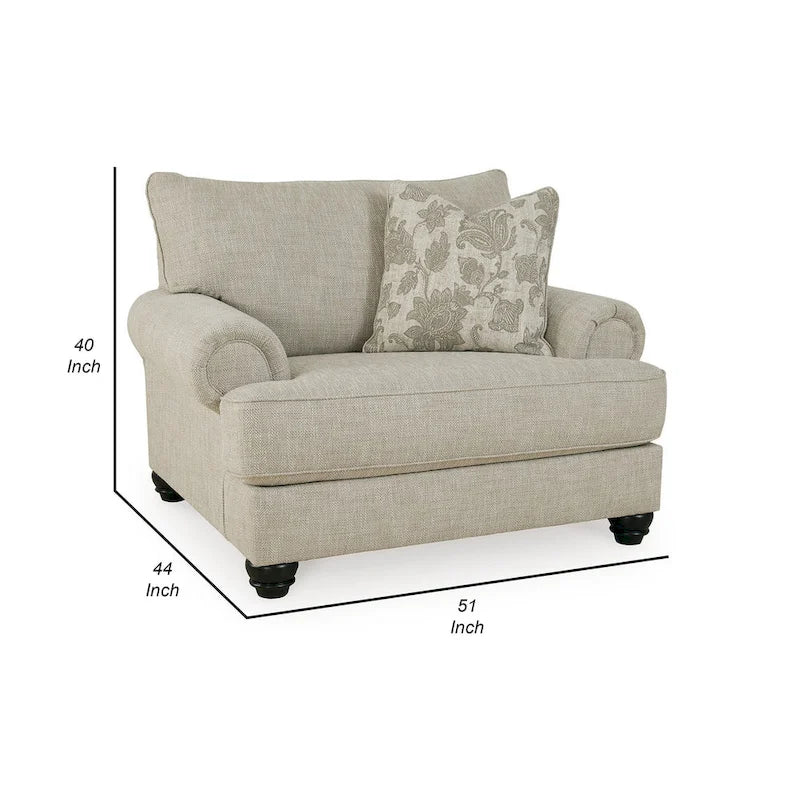 Polyester Oversized Accent Chair with Rolled Arms – Beige / Brown / Black, Single Seat