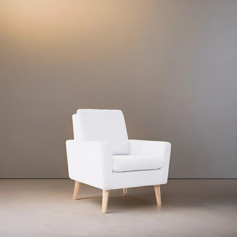 Teddy Fleece Mid-Century Accent Chair with Armrests – Espresso / Gray / White / Black, Single Seat