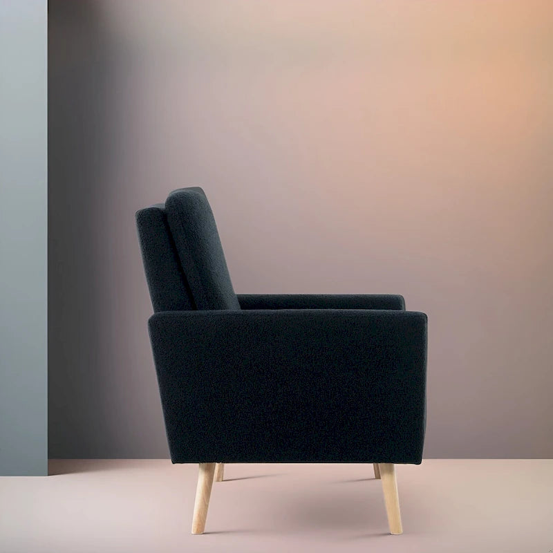 Teddy Fleece Mid-Century Accent Chair with Armrests – Espresso / Gray / White / Black, Single Seat