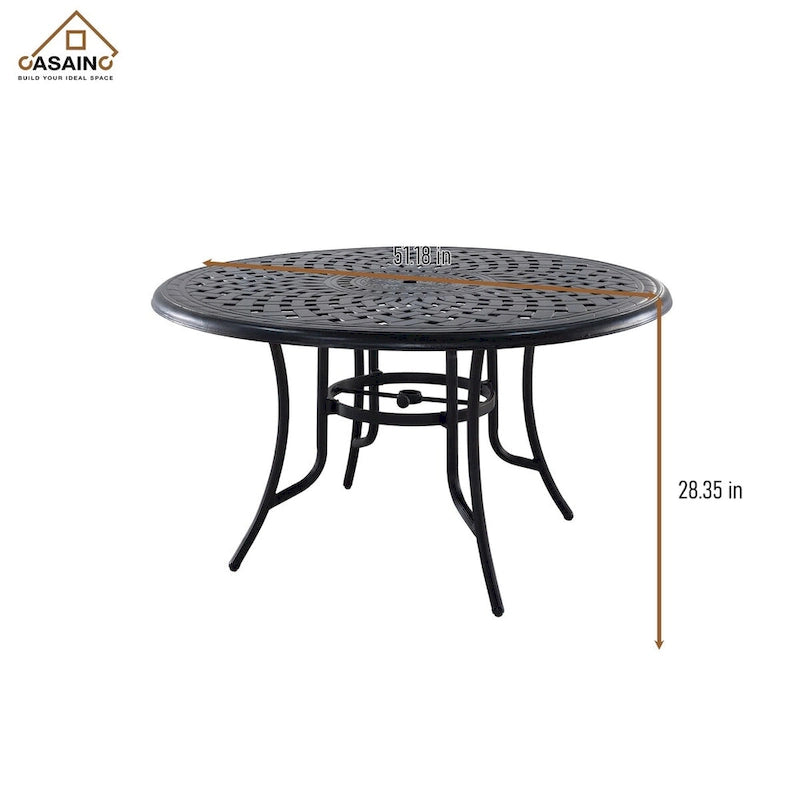 Cast Aluminum 5-Piece Outdoor Patio Dining Set with Textilene Chairs