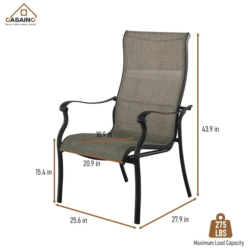 Cast Aluminum 5-Piece Outdoor Patio Dining Set with Textilene Chairs