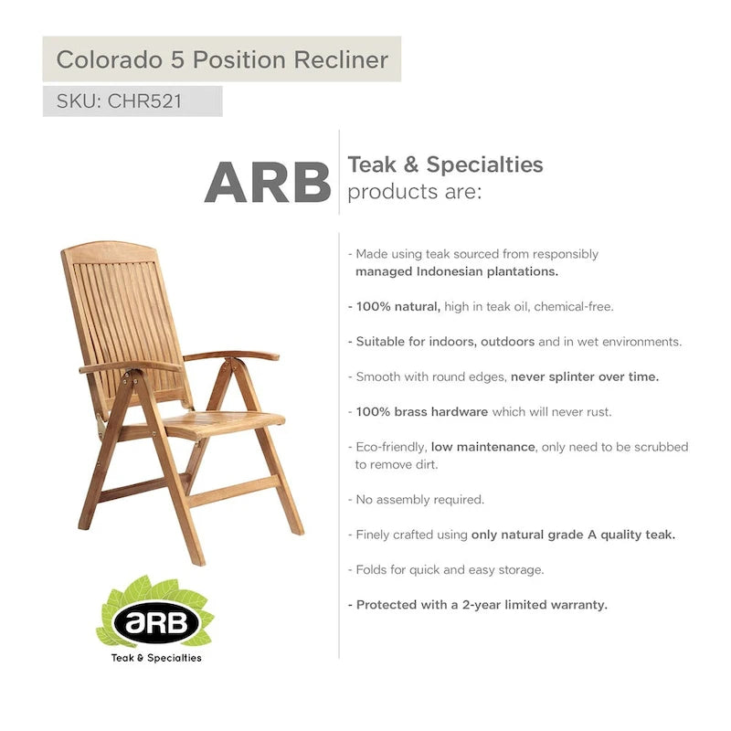 Teak Recliner Chair Colorado
