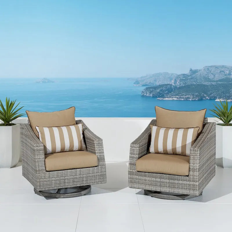 Cannes 2 Piece Sunbrella Outdoor Patio Motion Club Chairs
