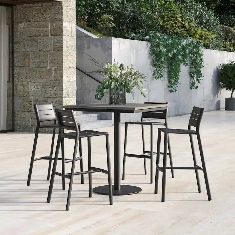 Eiland All Aluminum Bar Stool - Carbon Powder - Coated Aluminum Frame - 22.5 L X 20 W X 40.75 H - 22.5 L X 20 W X 40.75 H