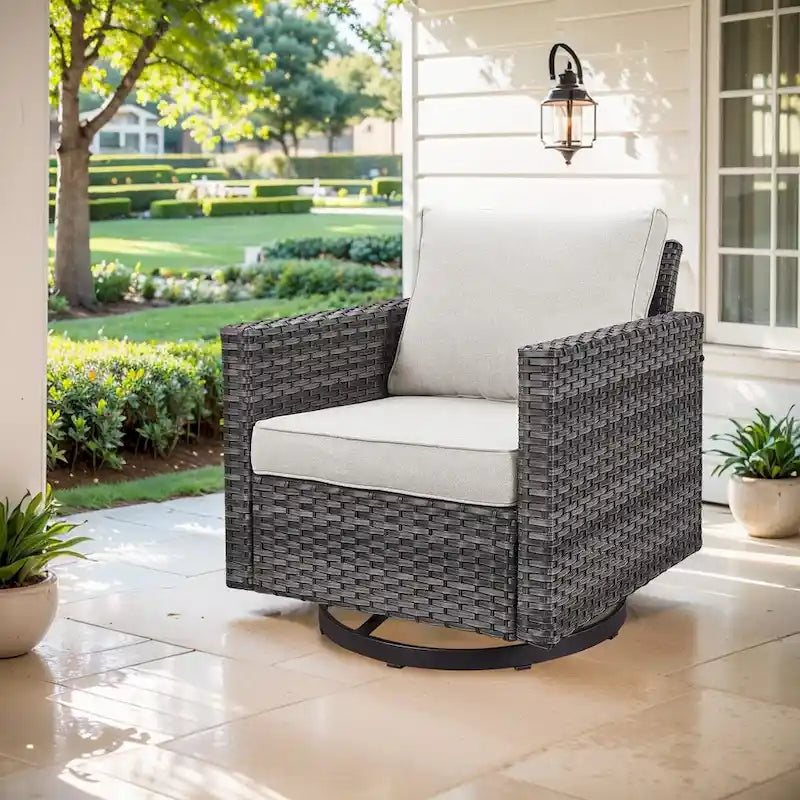 Outdoor Swivel Rocker Patio Chairs with Cushions - Grey