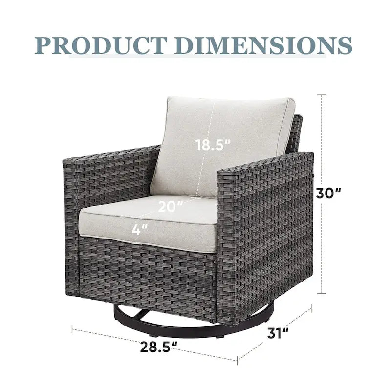 Outdoor Swivel Rocker Patio Chairs with Cushions - Grey