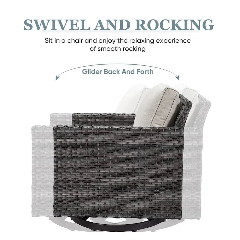 Outdoor Swivel Rocker Patio Chairs with Cushions - Grey