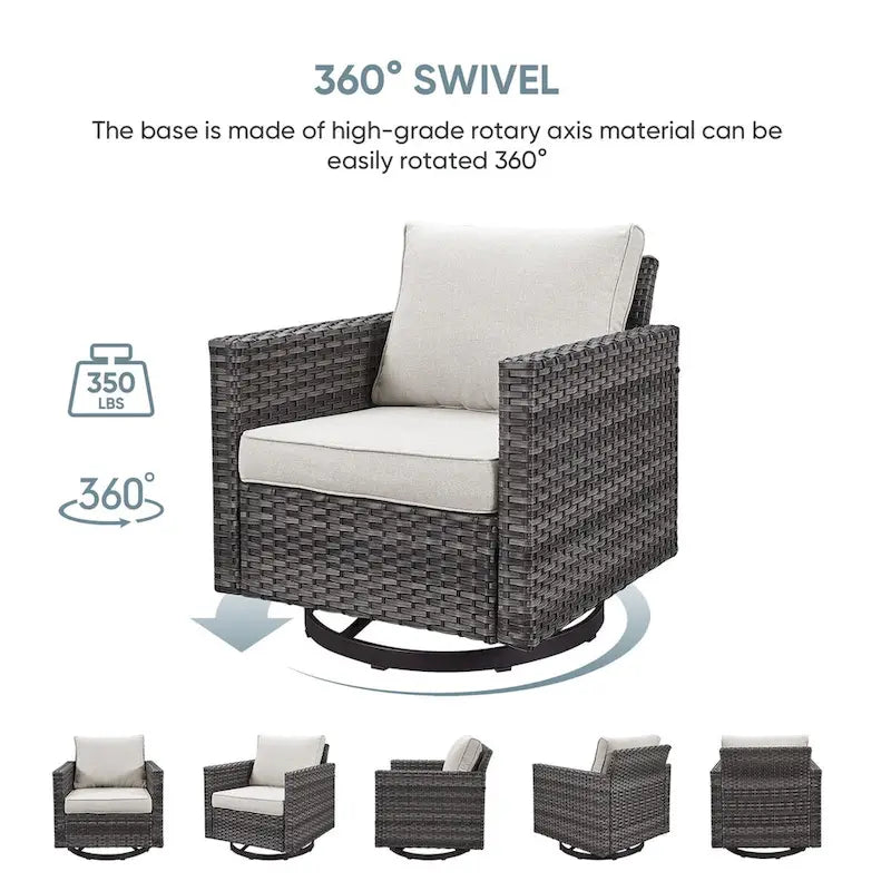 Outdoor Swivel Rocker Patio Chairs with Cushions - Grey