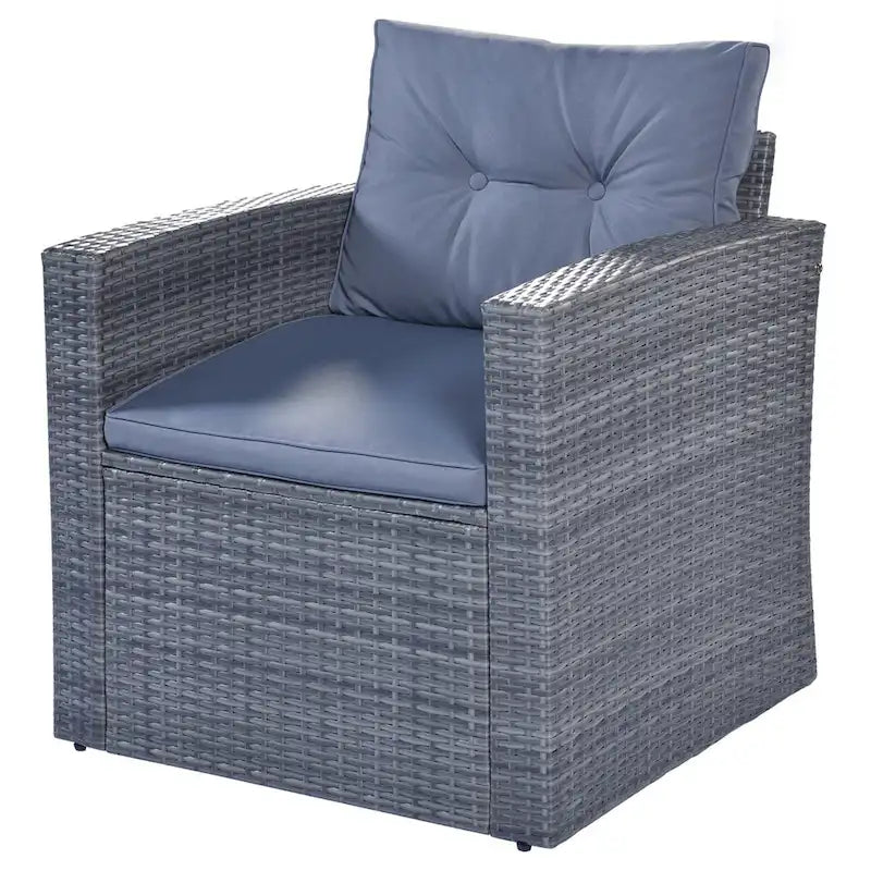6-Piece Outdoor Patio Furniture Sets Wicker Rattan Sectional Couch Sofa Set with Coffee Table