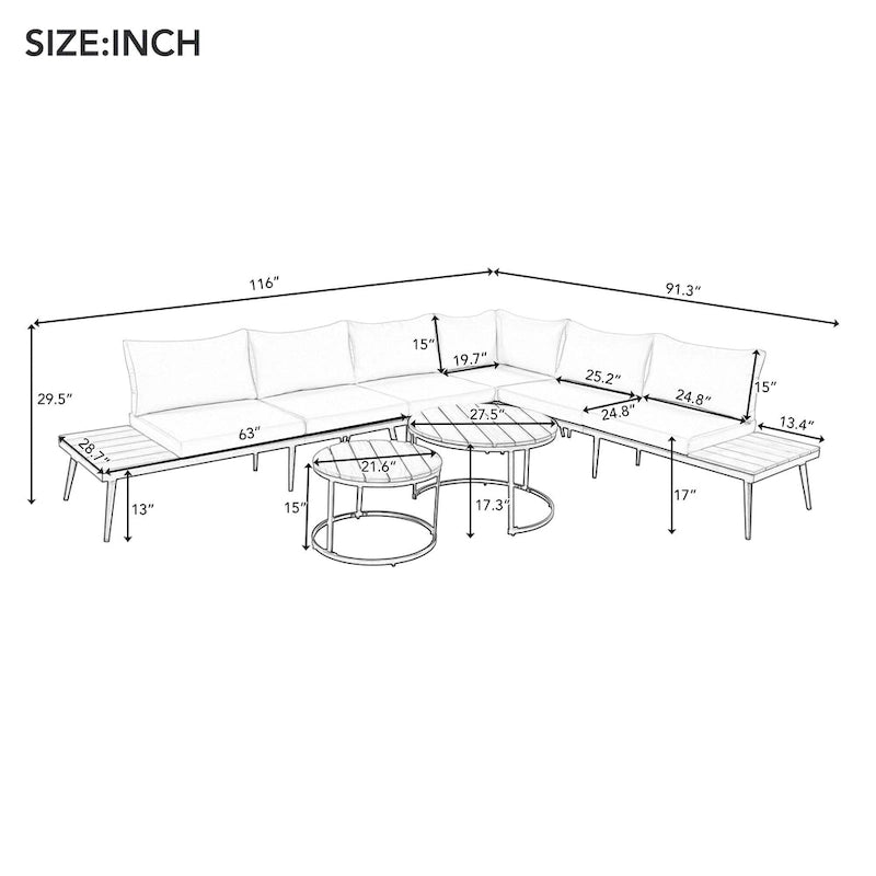6-Piece Outdoor Sectional Sofa Set