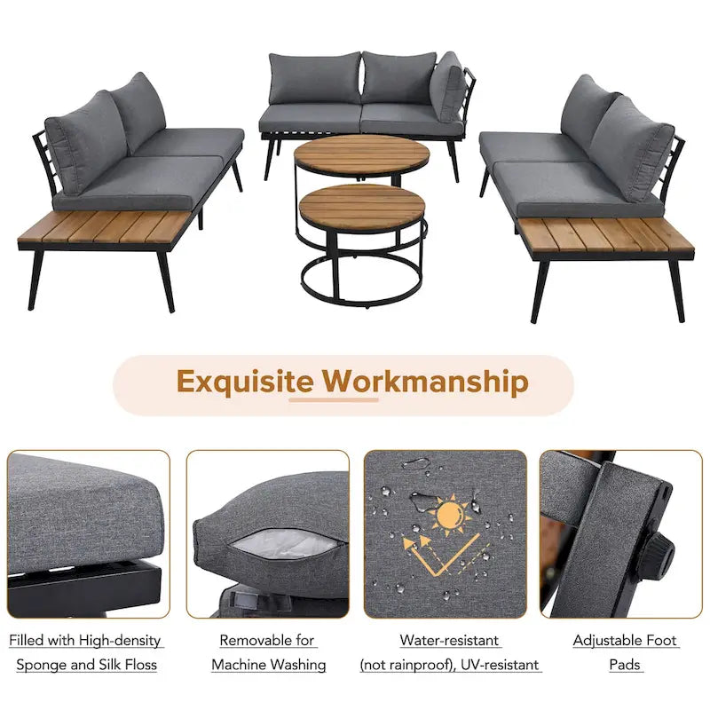 6-Piece Outdoor Sectional Sofa Set