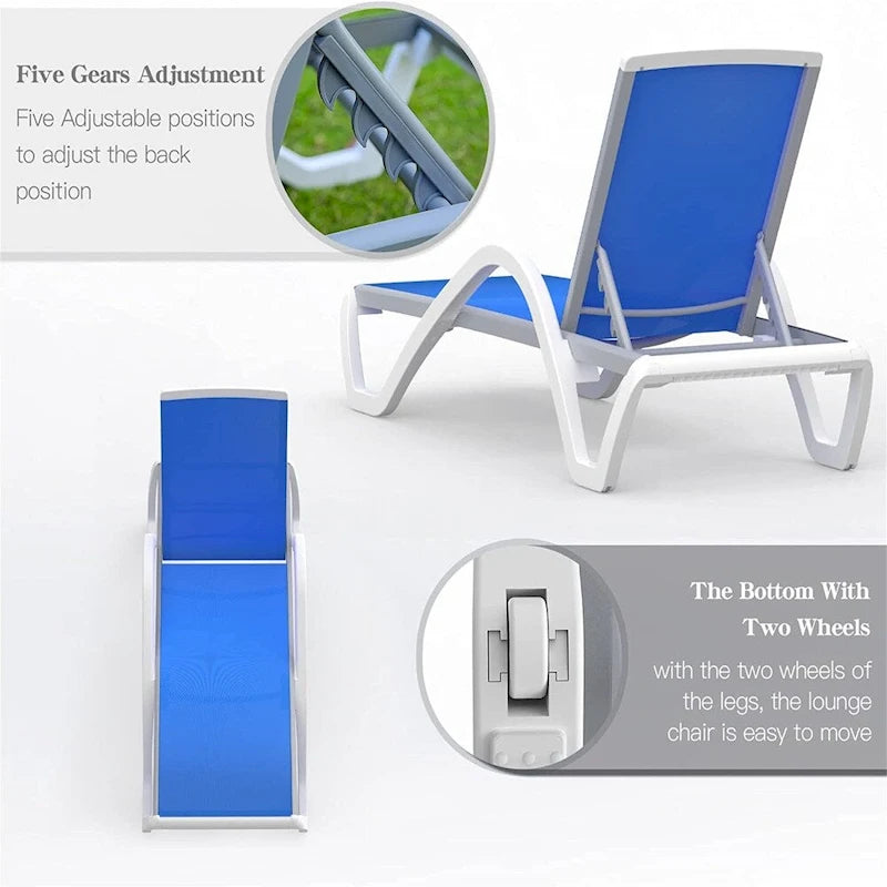 Adjustable Patio Aluminum Chaise Lounge Lounge Chairs with Arm