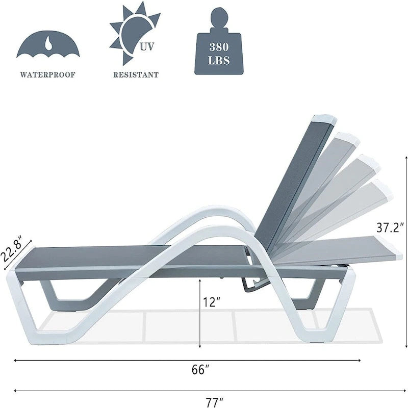 Adjustable Patio Aluminum Chaise Lounge Lounge Chairs with Arm
