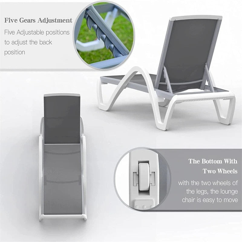 Adjustable Patio Aluminum Chaise Lounge Lounge Chairs with Arm
