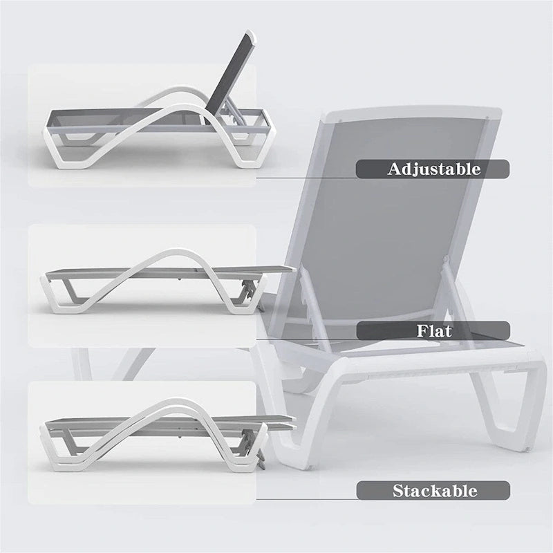 Adjustable Patio Aluminum Chaise Lounge Lounge Chairs with Arm