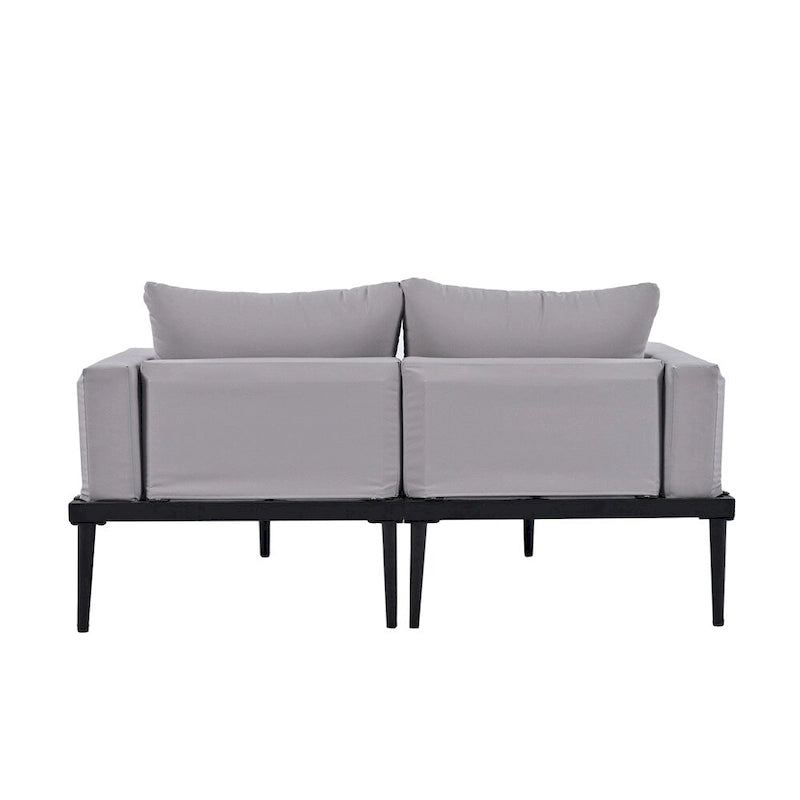 Modern Outdoor Patio Metal Daybed with Wood Topped Side Spaces