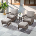 Gymojoy Patio Swivel Rocking Chairs & Table and Ottoman - Brown