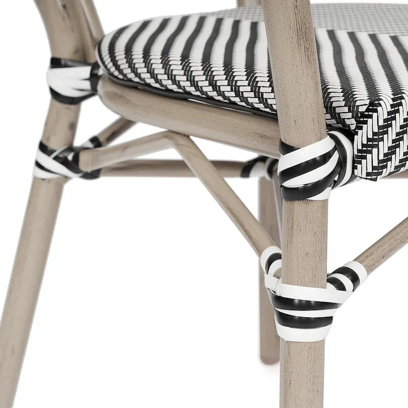 2 Pack All-Weather Commercial Paris Chairs with Arms and metal Frames - N/A