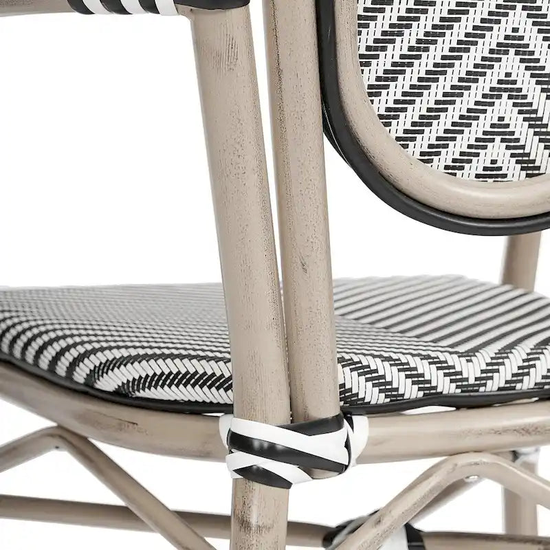2 Pack All-Weather Commercial Paris Chairs with Arms and metal Frames - N/A
