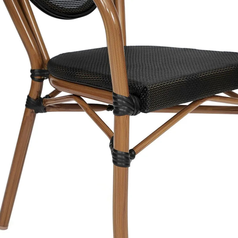 2 Pack All-Weather Commercial Paris Chairs with Arms and metal Frames - N/A