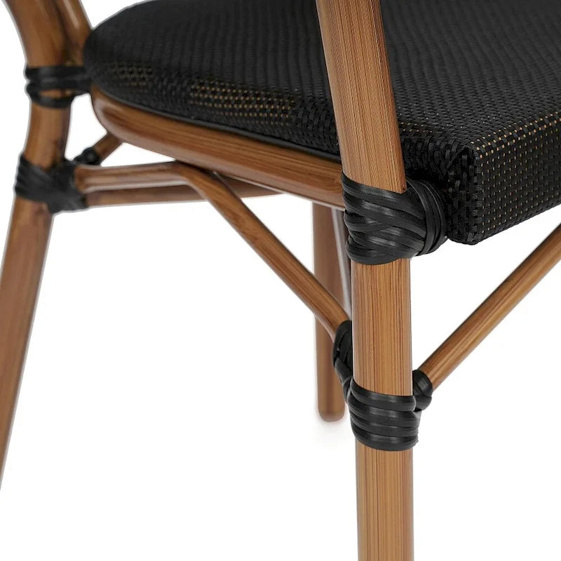 2 Pack All-Weather Commercial Paris Chairs with Arms and metal Frames - N/A