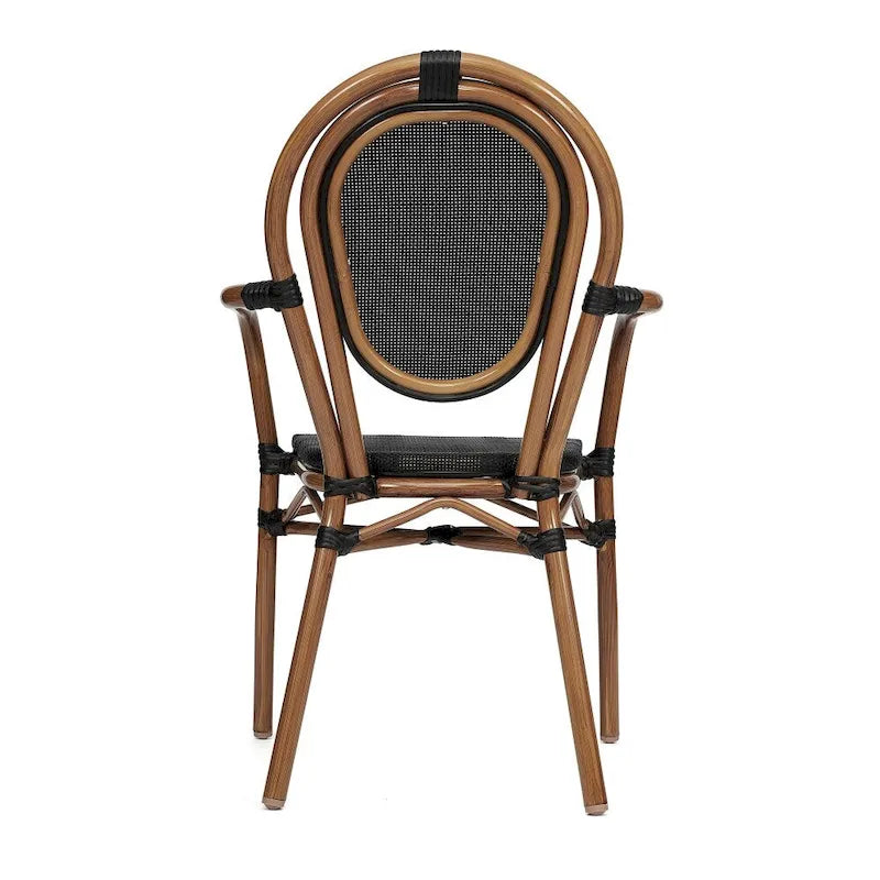 2 Pack All-Weather Commercial Paris Chairs with Arms and metal Frames - N/A