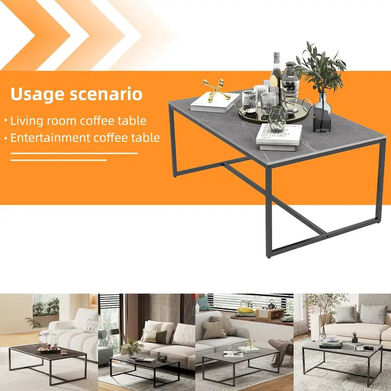 Rectangle Coffee Table Sintered Stone Table for Living Room Office - 39.4x23.6x16.9 inch