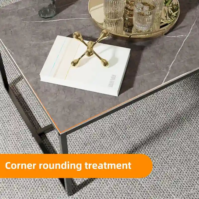 Rectangle Coffee Table Sintered Stone Table for Living Room Office - 39.4x23.6x16.9 inch