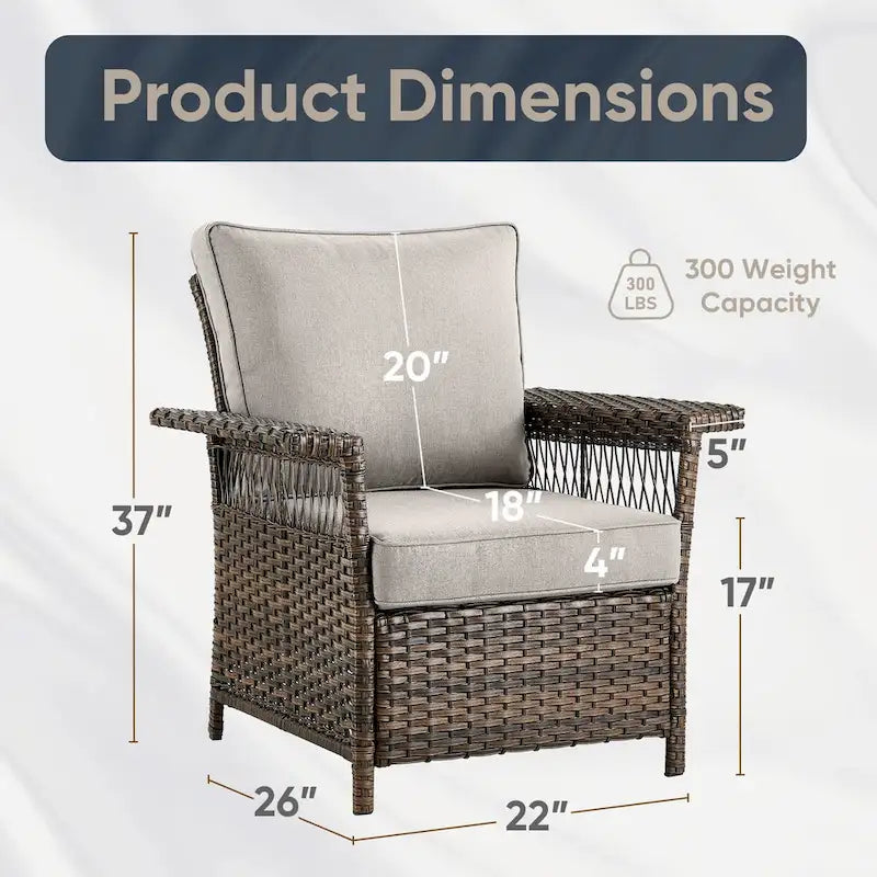Outdoor PE Rattan Wicker Chairs - Brown