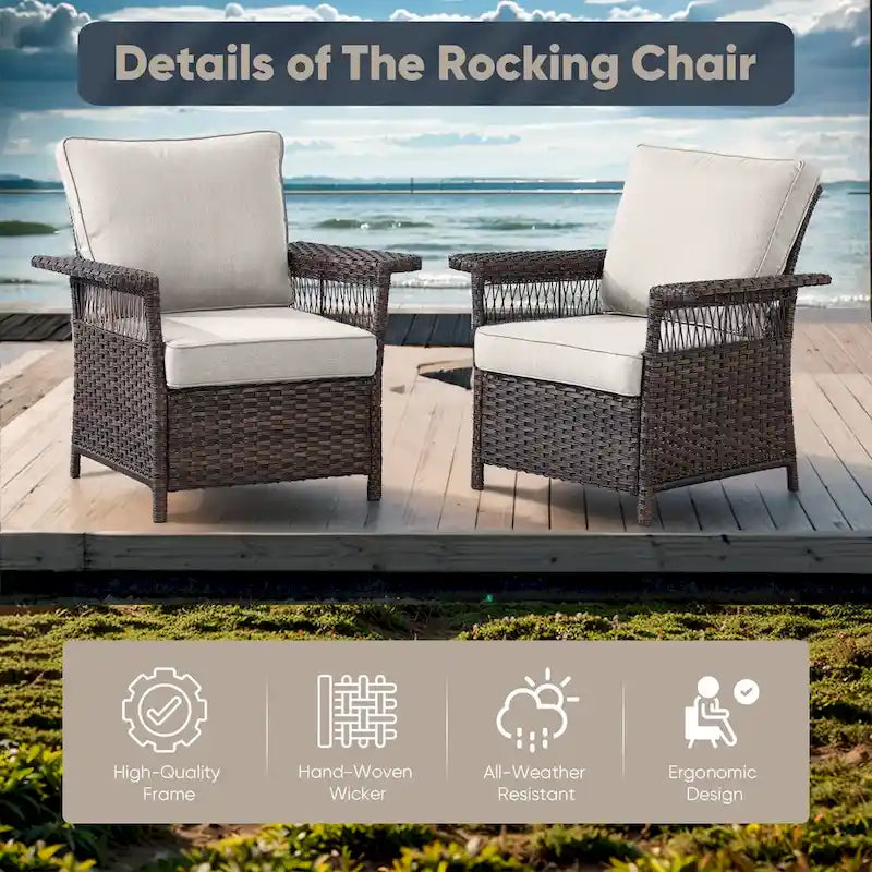 Outdoor PE Rattan Wicker Chairs - Brown