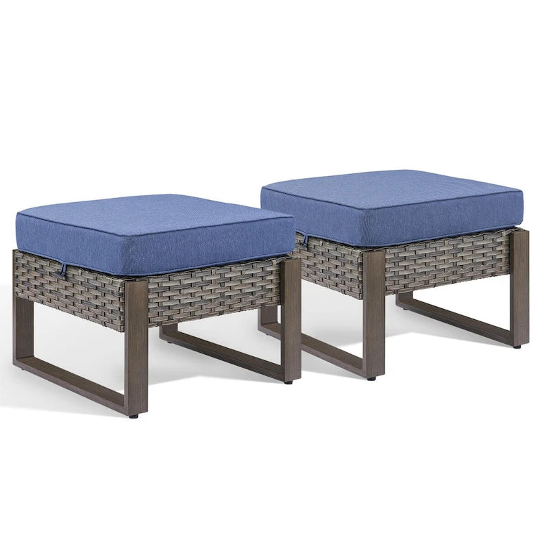 Gymojoy Outdoor Ottomans Footrest with Cushions - Grey