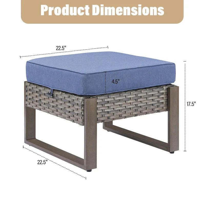 Gymojoy Outdoor Ottomans Footrest with Cushions - Grey