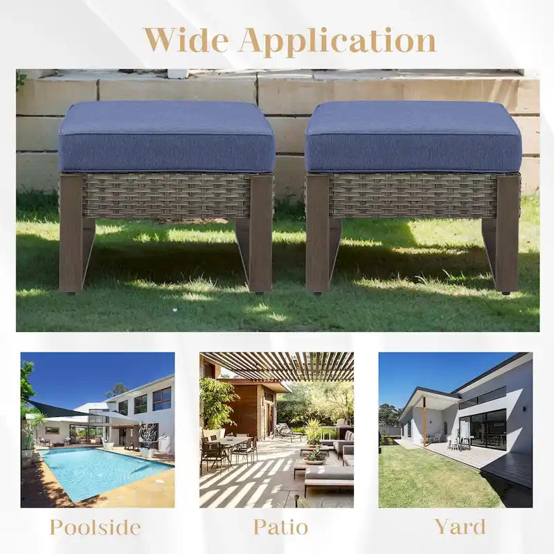 Gymojoy Outdoor Ottomans Footrest with Cushions - Grey