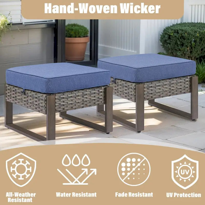 Gymojoy Outdoor Ottomans Footrest with Cushions - Grey